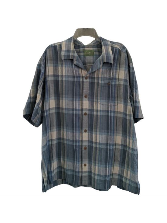 Tommy Bahama Other - Tommy Bahama Blue and Cream Plaid SS 100% silk button up shirt Size XL EUC